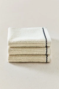 RIB-KNIT HAND TOWEL WITH TOPSTITCHING (PACK OF 3)