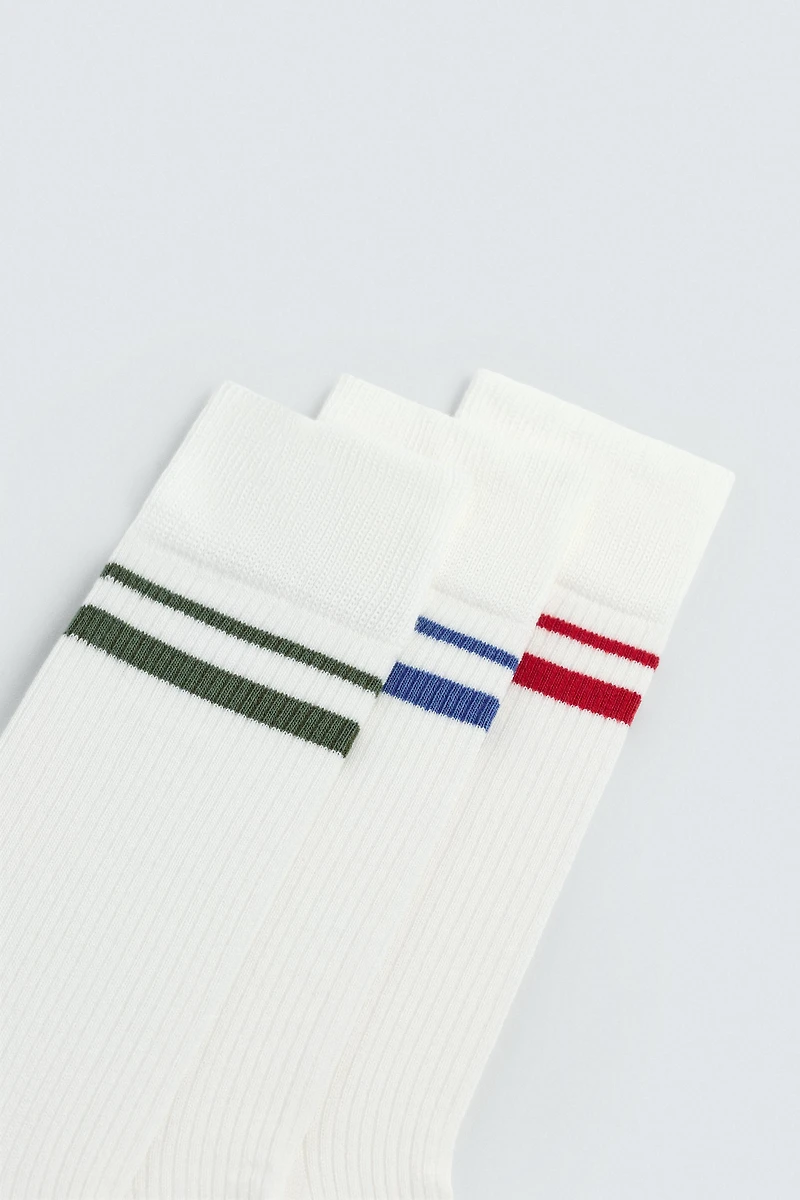THREE-PACK STRIPED SOCKS