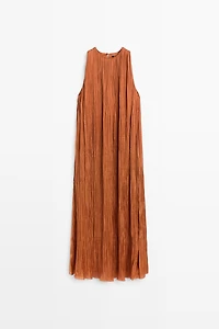 Long pleated halterneck dress