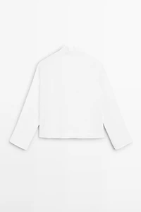 Flowing linen blouse with surplice neckline