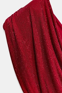 SHORT DRESS WITH RHINESTONE SHOULDER PADS