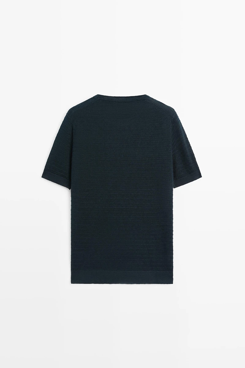 100% linen short sleeve knit sweater