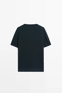 100% linen short sleeve knit sweater
