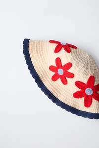 CROCHET KNIT FLOWER HAT