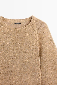Cotton blend heathered knit sweater