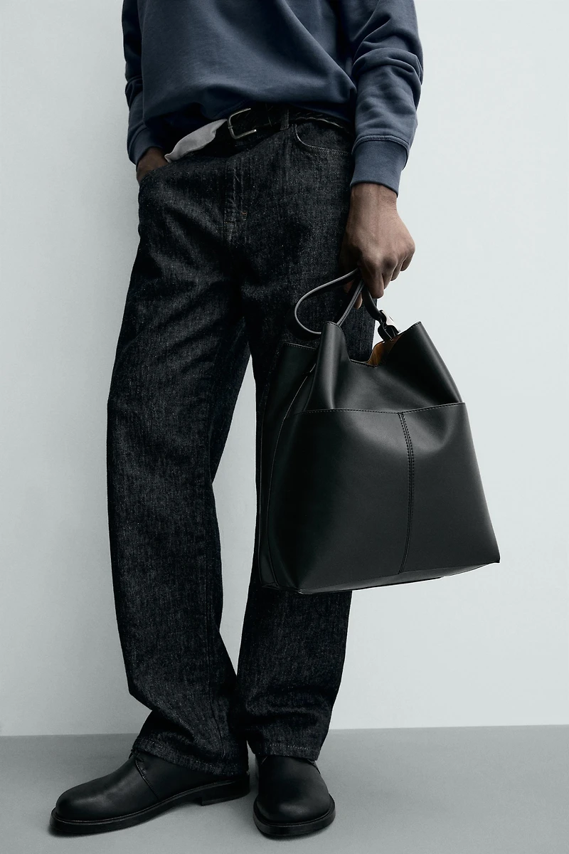 TOPSTITCHED SHOPPER BAG