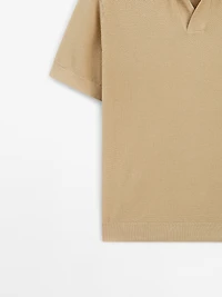 Textured knit short sleeve polo shirt