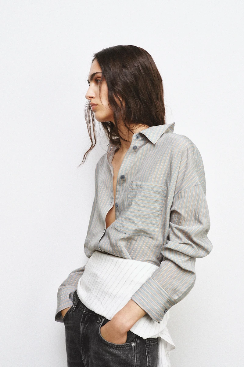 ZW COLLECTION FLOWY STRIPED SHIRT