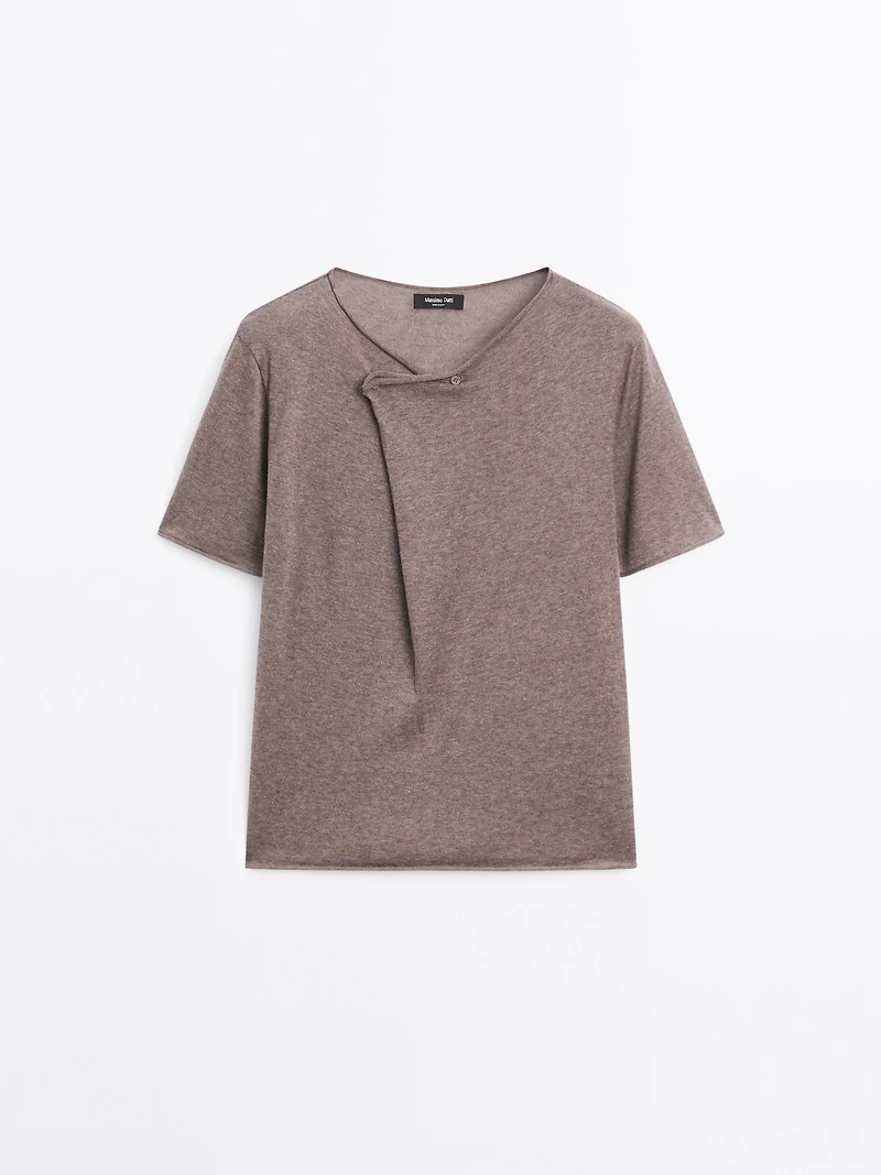T-shirt manches courtes fermeture asymétrique