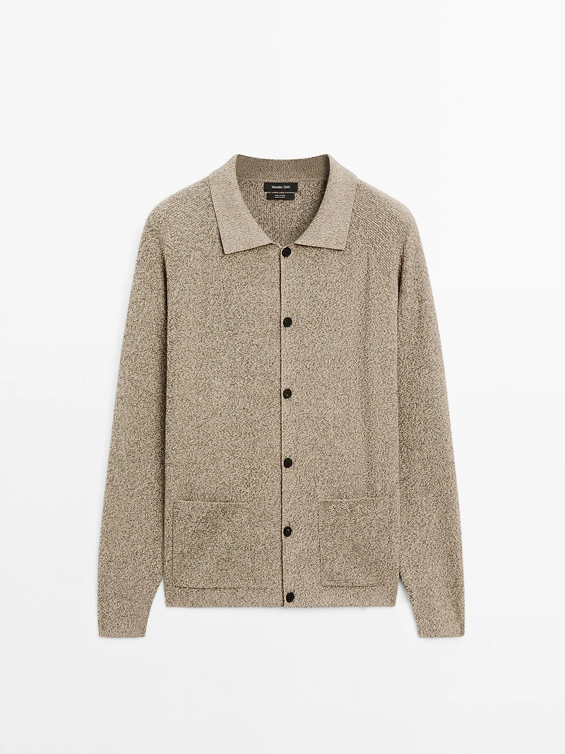100% cotton mouliné knit cardigan