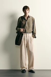 VISCOSE LINEN BLEND RELAXED FIT PANTS