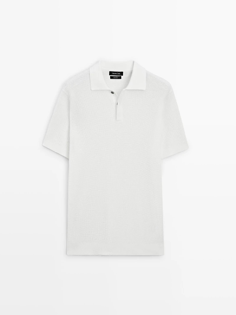 Polo en maille texturée de coton