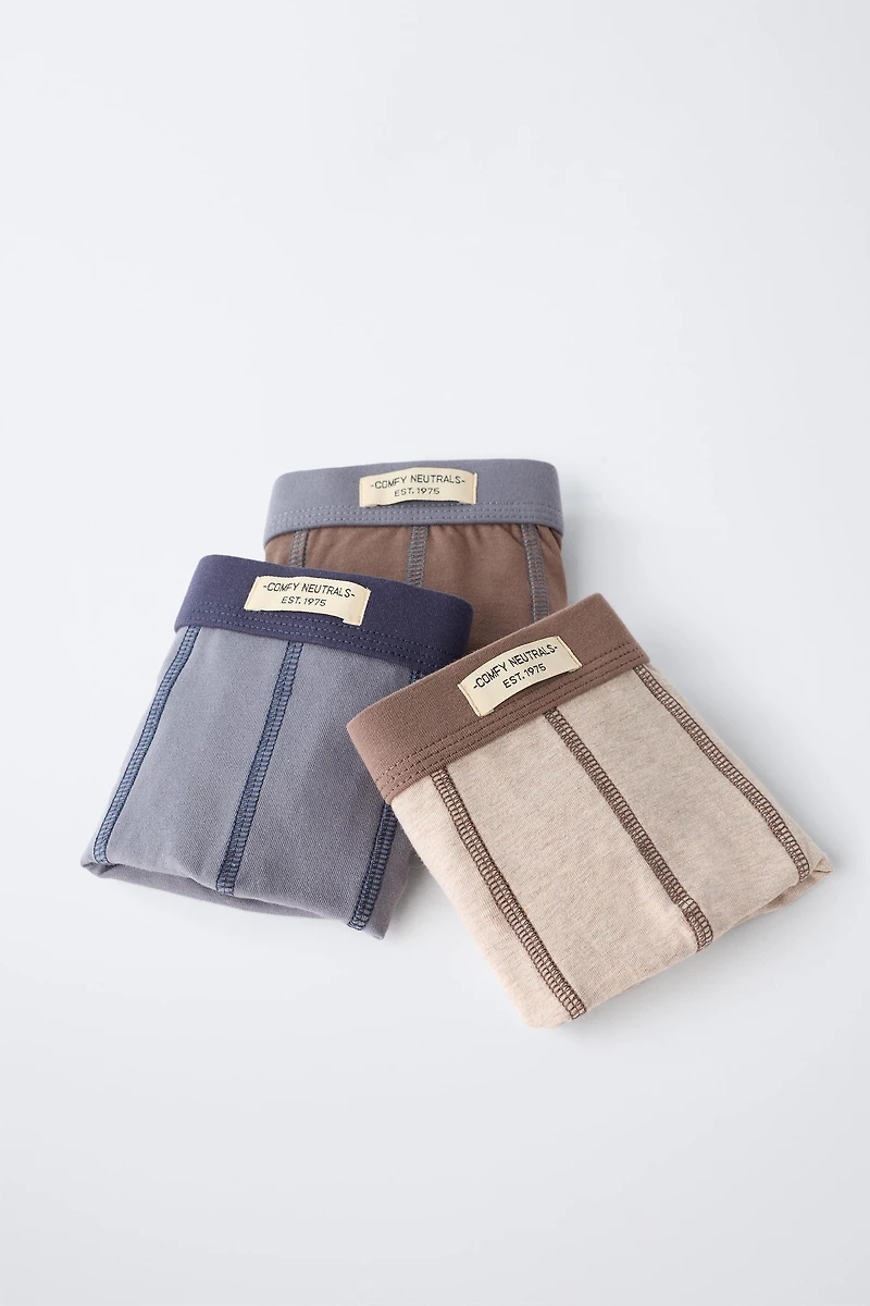 6-14 ANS / PACK DE TROIS BOXERS ÉTIQUETTE