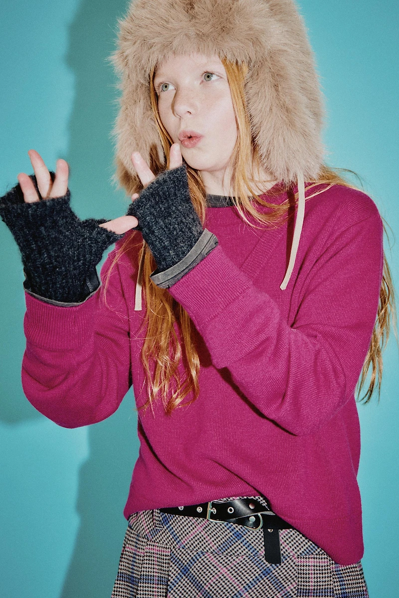 PULL DOUBLE COL 100% LAINE