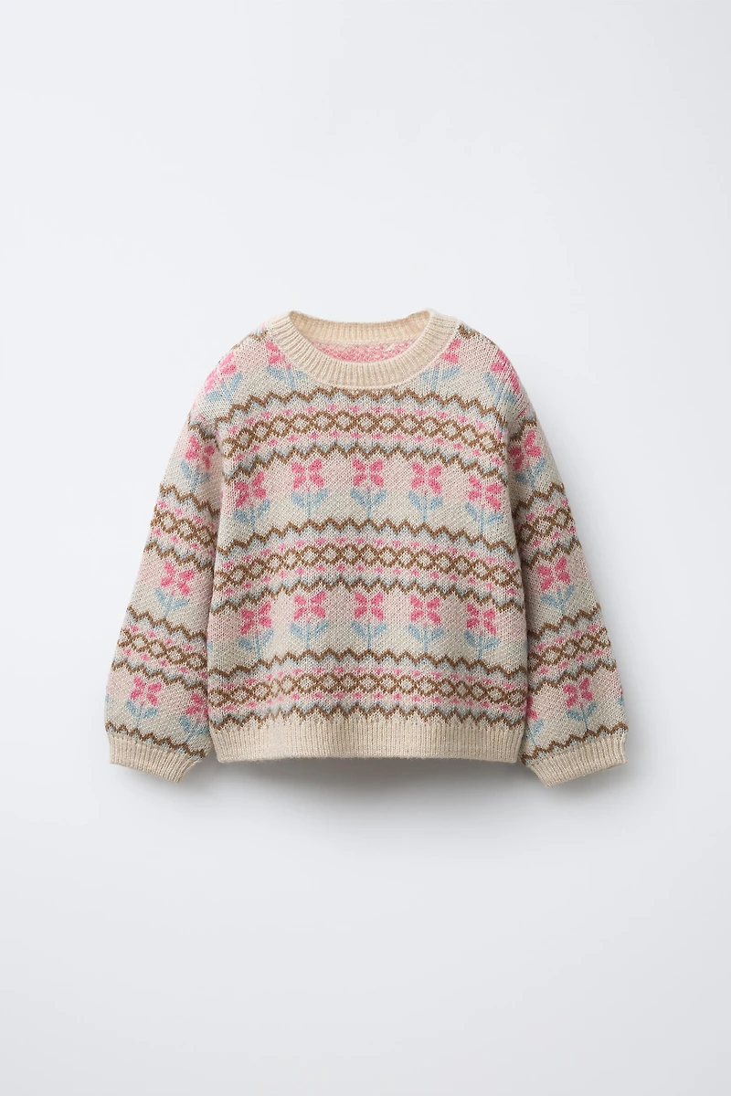 JACQUARD KNIT SWEATER WITH WOOL