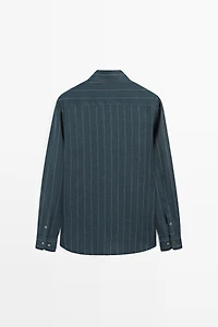 Regular fit striped 100% linen shirt