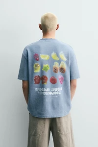 WASHED KNIT GUMMY PRINT T-SHIRT