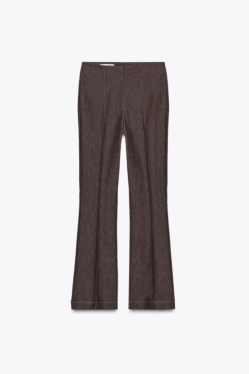 CONTRAST STITCH SEAM FLARE PANTS