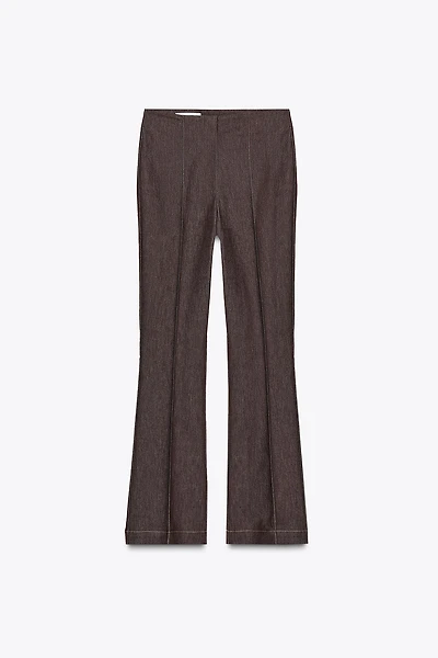 CONTRAST STITCH SEAM FLARE PANTS