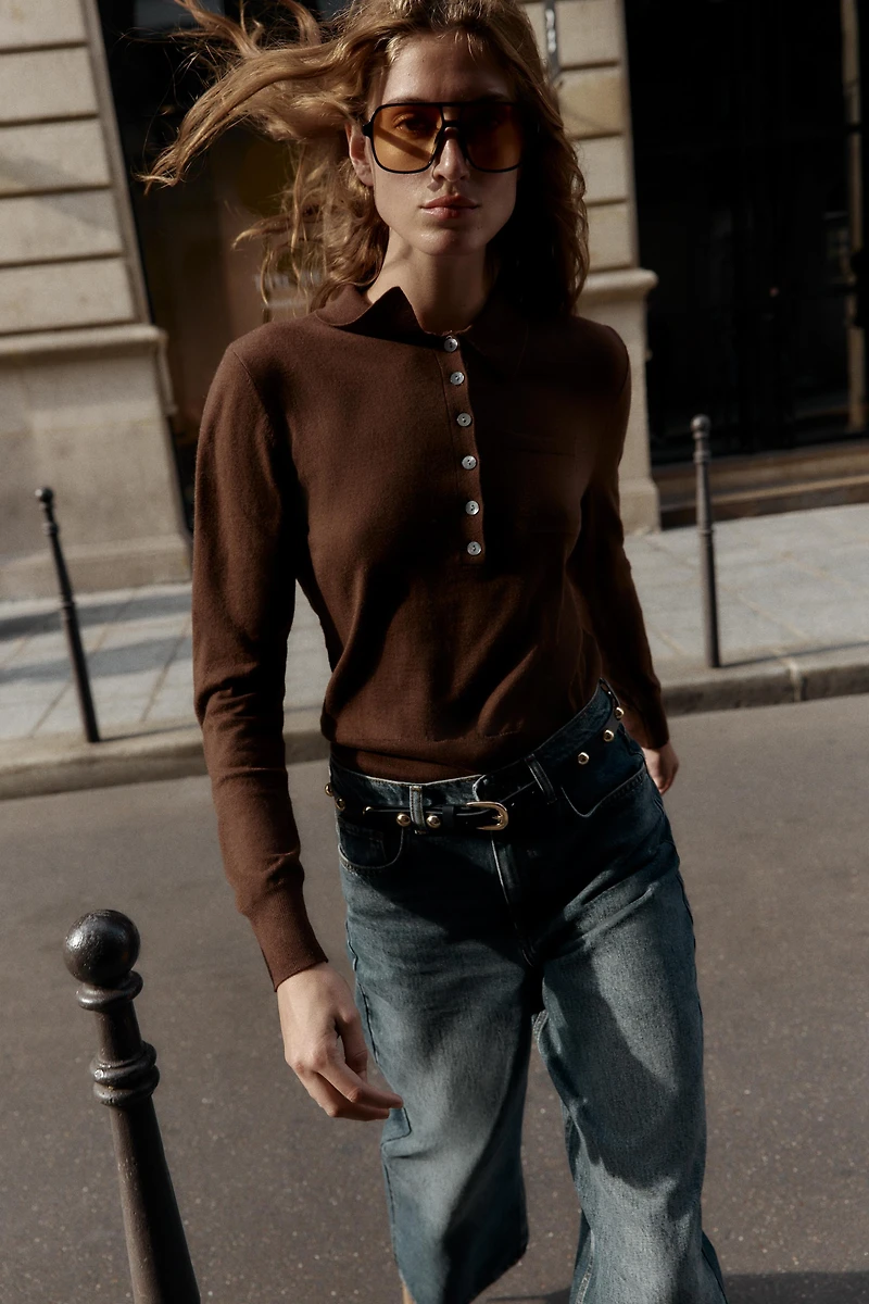 WOOL POLO SWEATER WITH POCKET