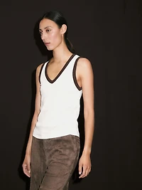 Ribbed V-neck T-shirt