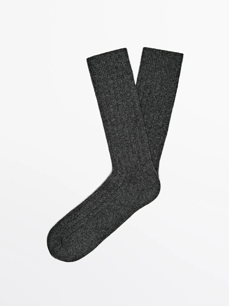 Chaussettes en maille côtelée laine cachemire
