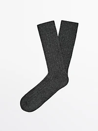 Chaussettes en maille côtelée laine cachemire