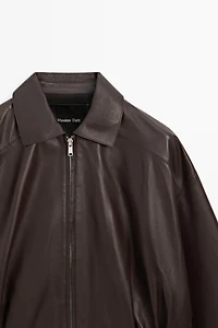 Pleated nappa leather jacket