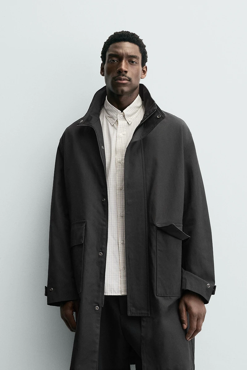 WAXED FINISH TRENCH COAT