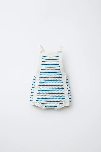 STRIPED KNIT OVERALL SHORTS