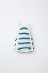 STRIPED KNIT OVERALL SHORTS