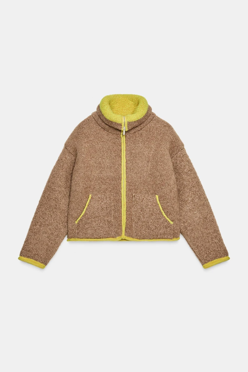 CONTRAST TRIM KNIT CARDIGAN