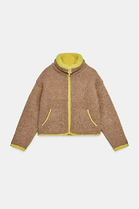 CONTRAST TRIM KNIT CARDIGAN