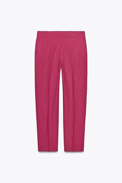 PANTALON SLIM TAILLE HAUTE AVEC LIN