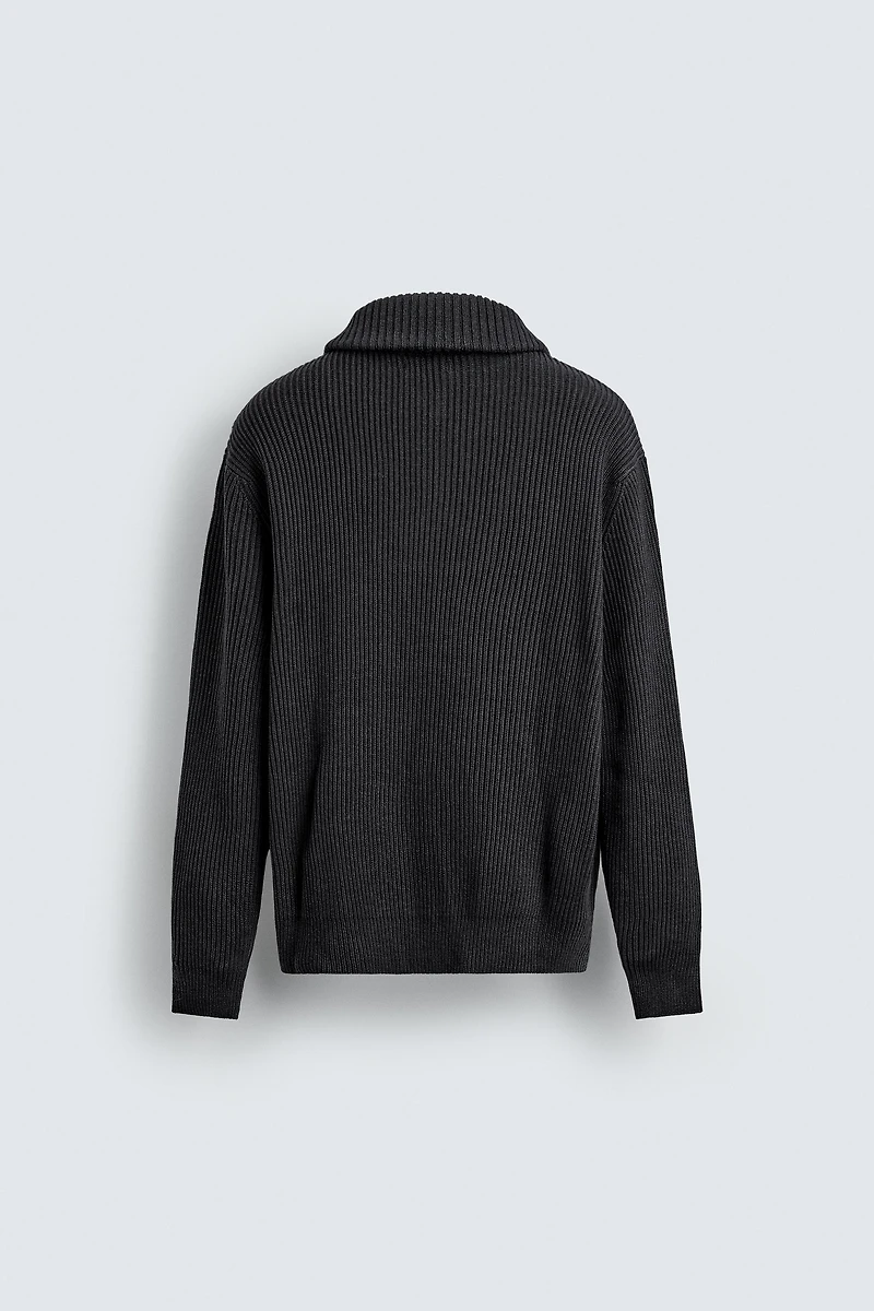PURL KNIT QUARTER-ZIP SWEATER