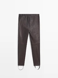 Nappa leather leggings with elasticated detail