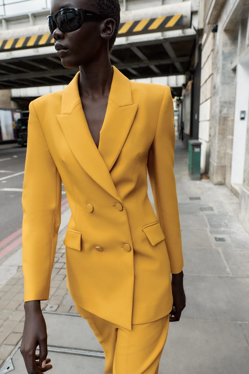 DOUBLE BREASTED BLAZER WITH SHOULDER PADS