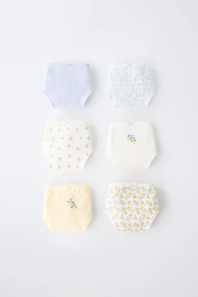 6-14 YEARS/ SIX-PACK OF LEMON UNDERWEAR