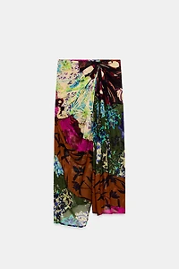 DRAPED PRINTED PAREO SKIRT