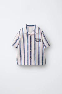 EMBROIDERED FISH STRIPED SHIRT