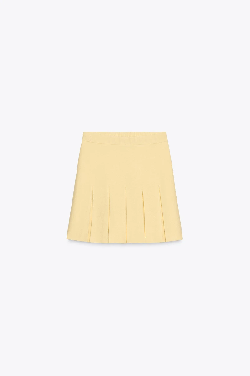 BOX PLEAT KNIT MINI SKIRT