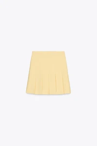 BOX PLEAT KNIT MINI SKIRT