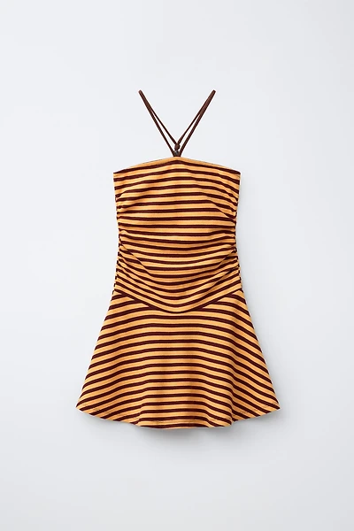 STRIPED HALTER DRESS