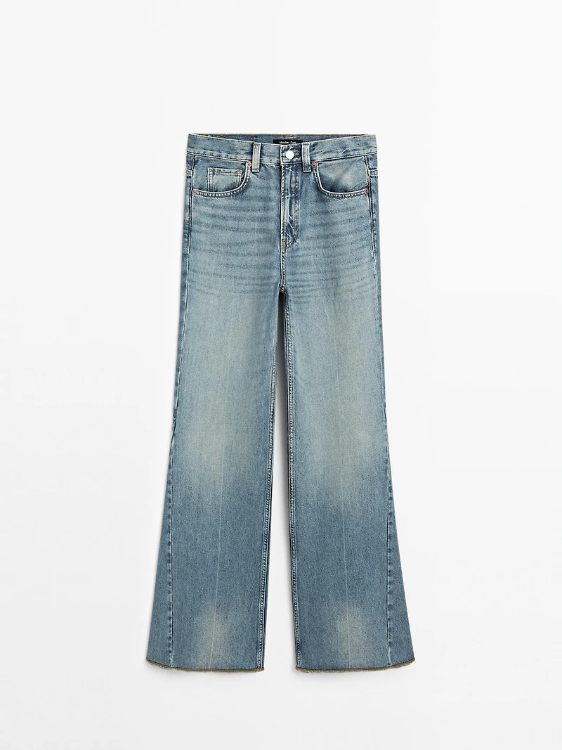 Jean flare taille haute coton