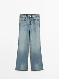 Jean flare taille haute coton