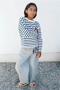 STRIPED AND TEXT T-SHIRT