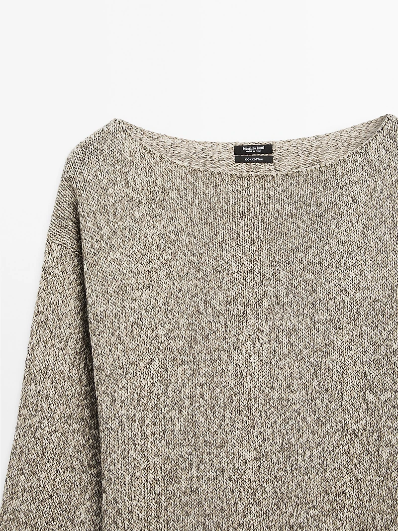 Pull en maille moulinée à col bateau