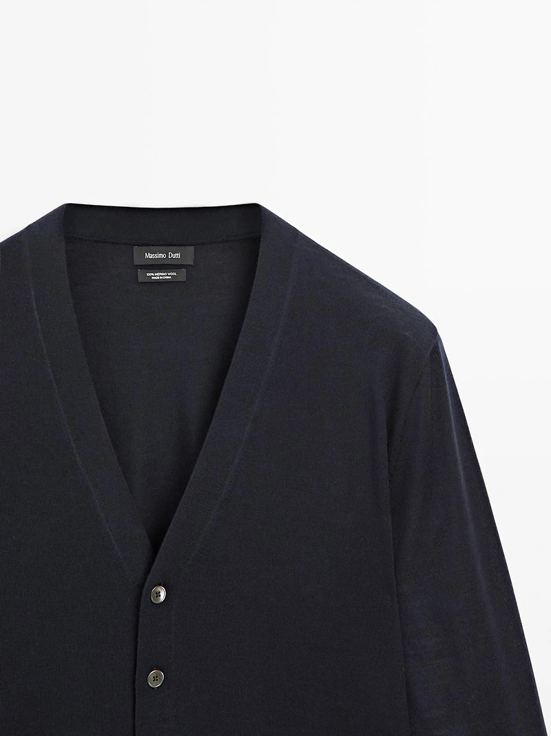 100% merino wool knit cardigan