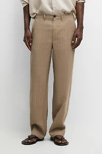 100% linen striped pants