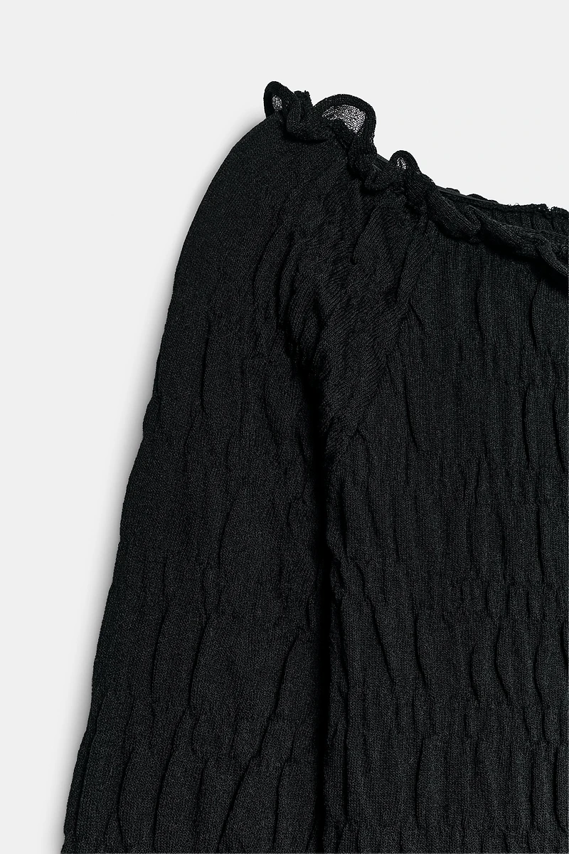 SMOCKED KNIT TOP